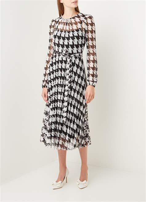 Phase Eight Raina Maxi Jurk Van Mesh Met Pied De Poule Print • Zwart