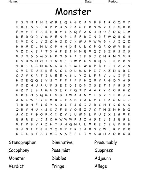 Spelling Fun 7 Word Search Monster Word Search Images And Photos Finder