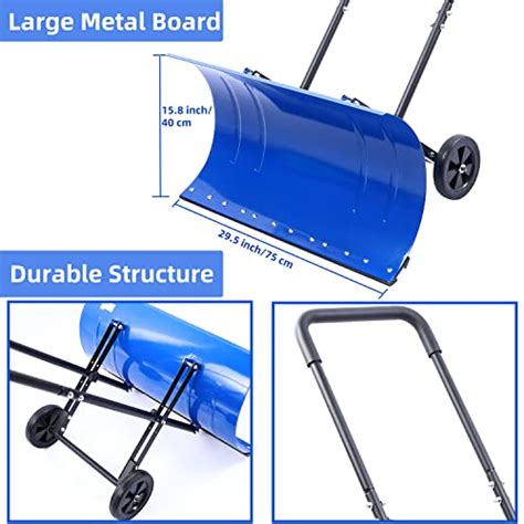 Snow Shovel With Wheels Ohuhu Heavy Duty Metal Shovels With Adjustable
