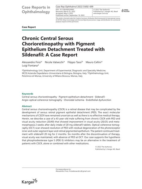 Pdf Chronic Central Serous Chorioretinopathy With Pigment Epithelium