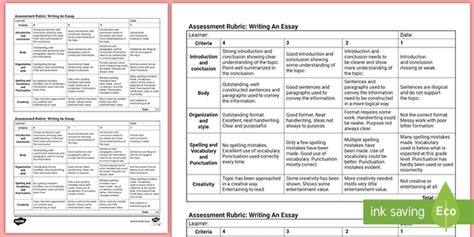 English Caps Document Writing An Essay Assessment Rubric