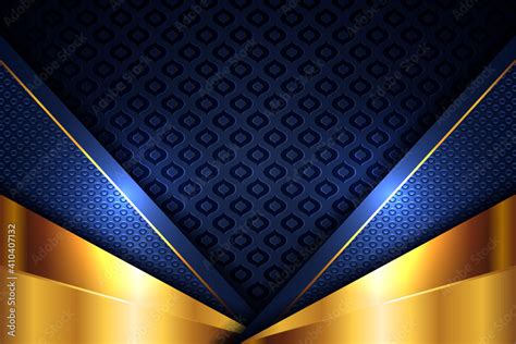 Elegant Gold Light Polygonal On Blue Geometric Banner Luxury Dark