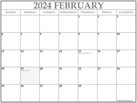 2024 February Calendar Printable With Holidays List 2018 Broward