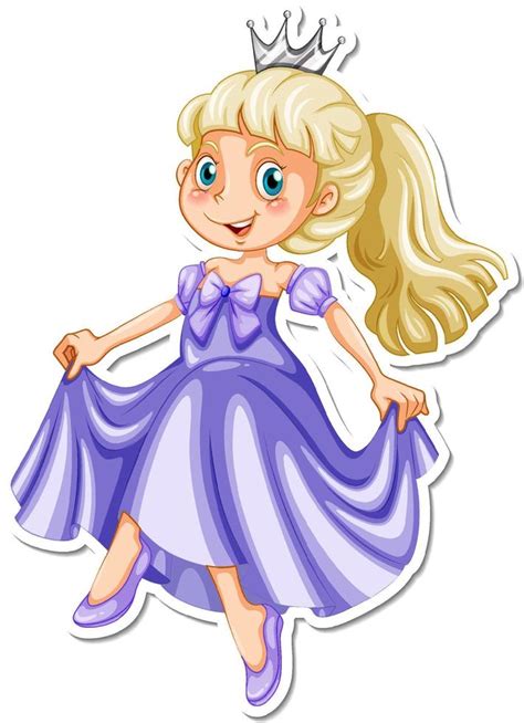 beautiful princess cartoon character sticker 4478975 vector art at vecteezy