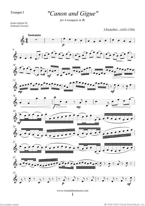 It may not be all from the original version and it may not sound the same at all, but it's my version of canon in d. Pachelbel - Canon in D sheet music for four trumpets PDF