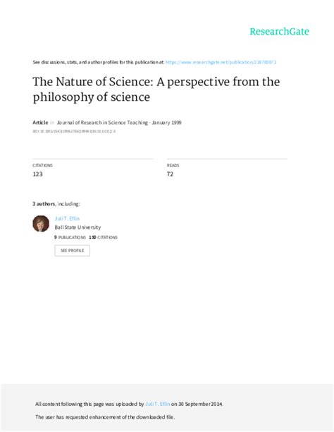 Pdf The Nature Of Science A Perspective From The Philosophy Of