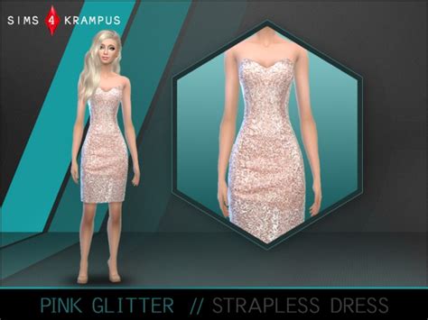 Pink Glitter Dress Sims 4 Female Clothes