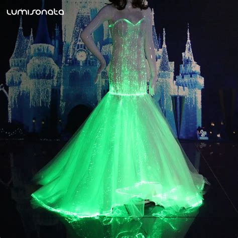Led Light Up Luminous Fiber Optic Glow In The Dark Wedding Dress Bridal