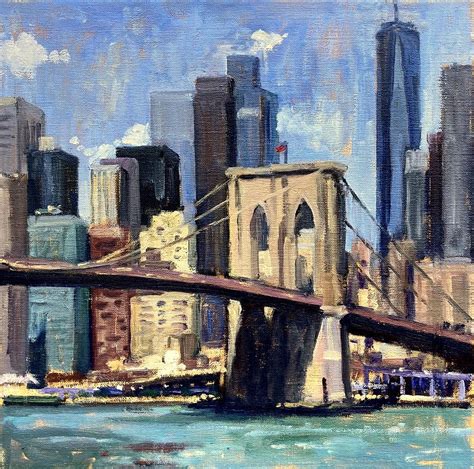 Brooklyn Bridge Downtown Nyc Painting By Thor Wickstrom