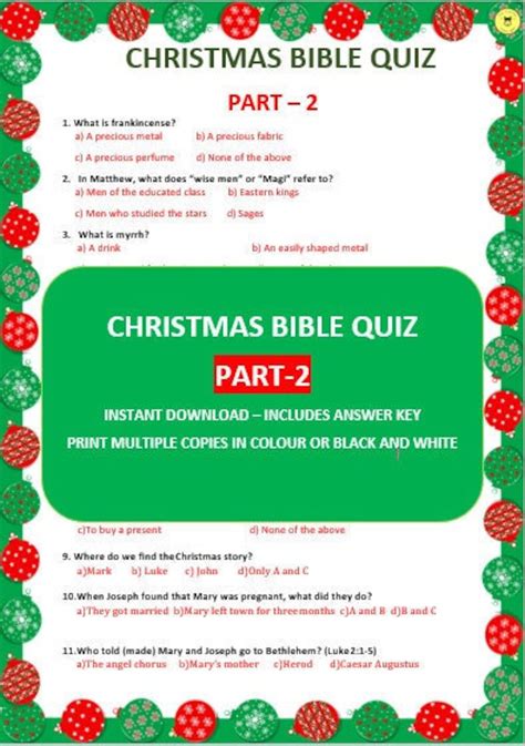 Christmas Bible Quiz Part 2 Christmas Bible Trivia Church Small Group