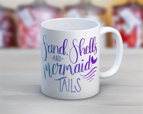 Sand Shells Mermaid Tails Mug Mugs Ceramic Mugs Mermaid Tails