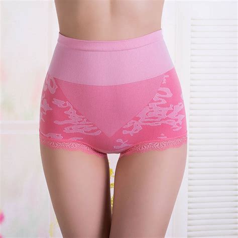 Women Jacquard Fashion Panties High Waist Body Shaping Underwear Female Hips Up Lace Breathable