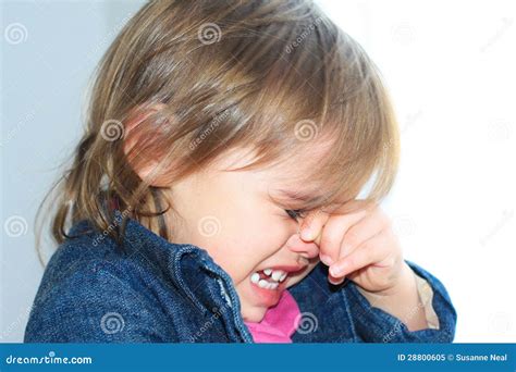 Sad Toddler Girl Rubs Eyes And Cries Stock Image Image Of Cries