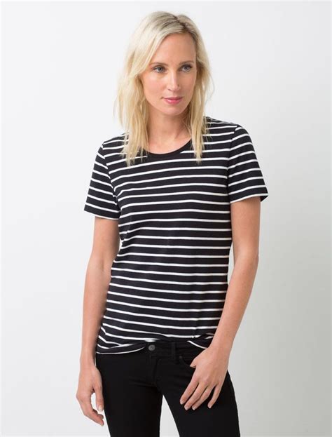 Womens Riviera Striped T Shirt Black And White Stripe Tshirt Womens