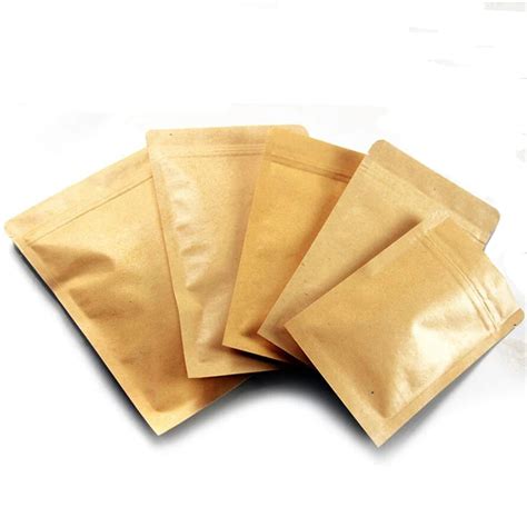 100 Pcs Smallbig Kraft Paper Food Packaging Bags Zip Lock Brown Dried