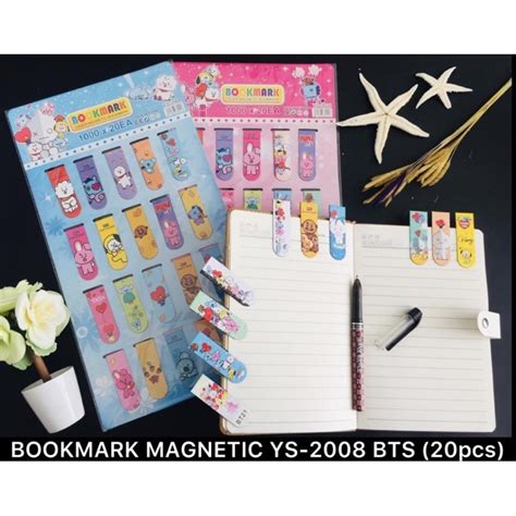 20 Pcs Bookmarks Magnetic Bookmarks Bt21 Magnet Sticky Notes