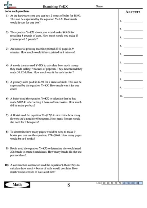examining y kx worksheet with answer key printable pdf download