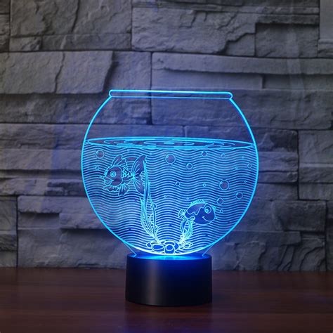 Fish Tank Touch Table Lamp 7 Colors Changing Desk Lamp 3d Lamp Novelty