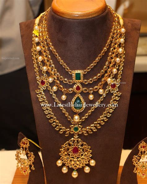 Latest Gold Bridal Jewellery Sets With Uncut Diamonds
