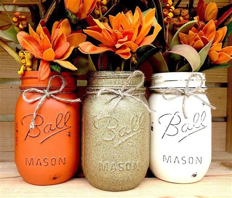 Pick 3 Mason Jar Trio Autumn Home Decor Fall Decor Thanksgiving