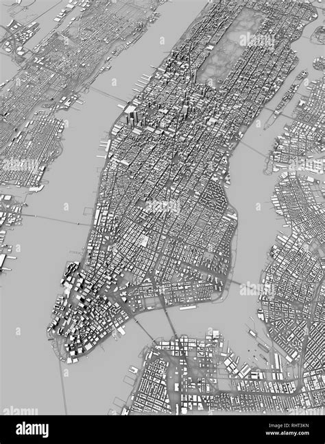 Satellite View Of New York City Map 3d Buildings 3d Rendering