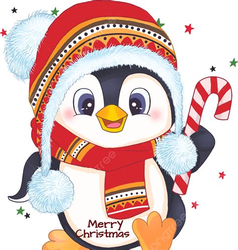 Pingüino De Navidad De Dibujos Animados Lindo Png Clipart Lindo