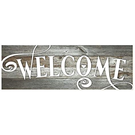 Mrc Wood Products Welcome Rustic Wood Wall Sign 6x18 Gray Check