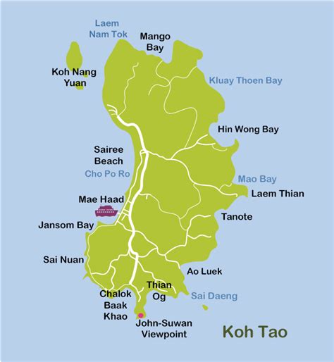 Mapa De Koh Tao Plano Con Rutas Turísticas