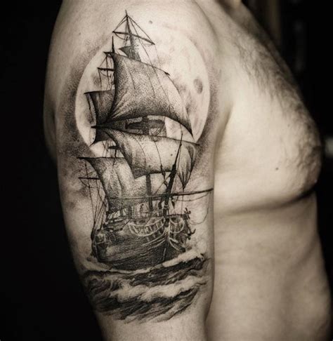 Sail Away With A Stunning Sailing Ship Arm Tattoo