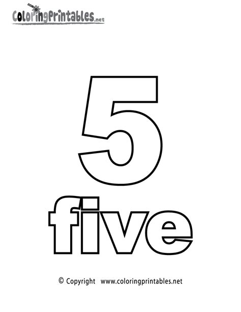 Free Printable Number Five Coloring Page