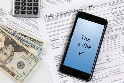 Filing Taxes Using A Mobile Phone Editorial Image Image Of Online
