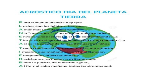 Acrostico Dia Del Planeta Tierra Docx Document