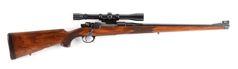 C Griffin And Howe Mannlicher Stock Custom 98 Mauser Rifle With Scope