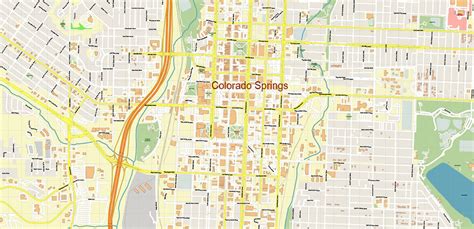 Colorado Springs Colorado Us Map Vector Extra High Detailed Street Map