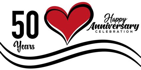 Premium Vector 50th Anniversary Celebration Logo Lovely Red Heart