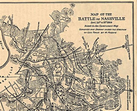 1864 Civil War Map Battle Of Nashville Tennessee Wall Art Poster Home
