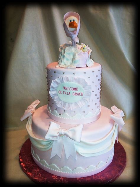 Stork Themed Baby Shower Cake