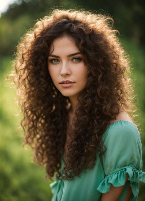 Lexica Curly Hair Brunette Green Eyed Woman