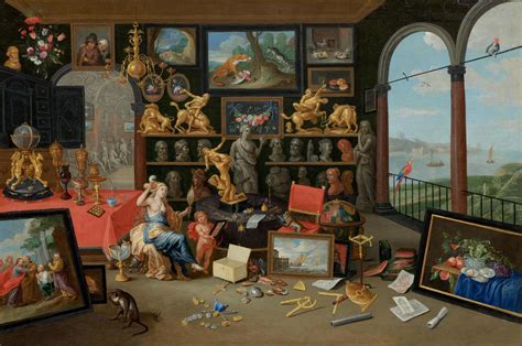 Jan Van Kessel The Elder An Allegory Of Sight A View Of A Collector