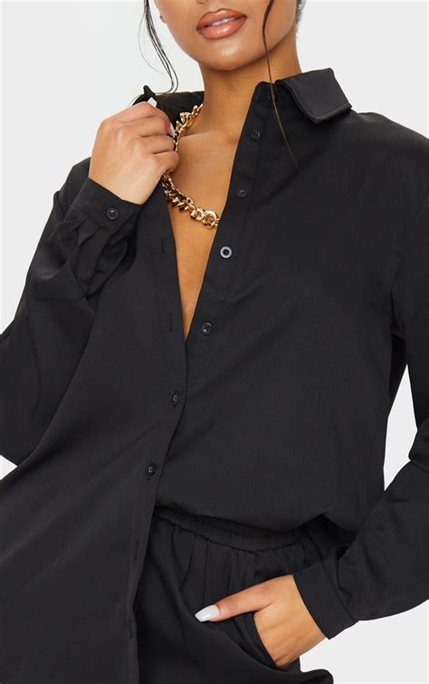 Black Oversized Long Sleeve Shirt Co Ords Prettylittlething