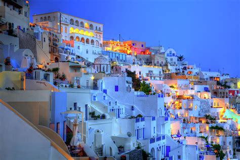 Thira Santorini At Dusk Photograph By Paul Thompson Fine Art America