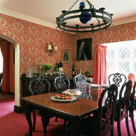 Free Download Red Victorian Dining Room Red And Gold Wallpaper