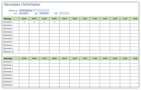 Wochenplan zum kostenlosen download : Einfacher Dienstplan / Schichtplan | Alle-meine-Vorlagen.de