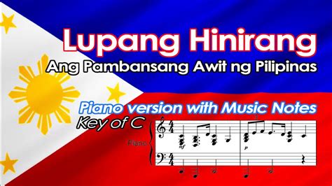 Lupang Hinirang Instrumental Piano Free Music Notes Youtube