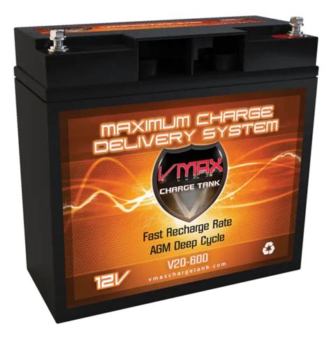 Vmax V20 600 12v 20ah Agm Deep Cycle Battery For 18lb Thrust Trolling