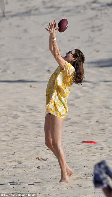 Nancy Shevell Plays Energetic Ball Game On The Beach Daily Mail Online
