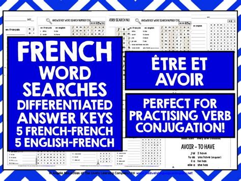 Primary French Être And Avoir Word Searches By Livelylearning Teaching