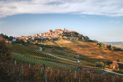 Barolo Village View From The Vineyard Autumn Landscape Langhe Nebbiolo