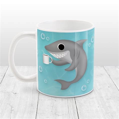Cute Shark Mug Coffee Shark Underwater Bubbles Under The Sea Etsy