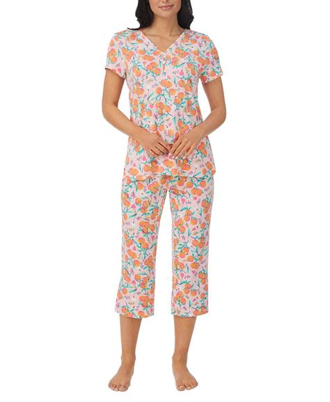 Cuddl Duds Womens Short Sleeved Top And Capri Pants Pajama Set Macys